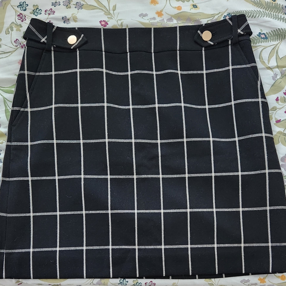 Chic Black and White A-line Skirt